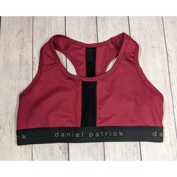 DANIEL PATRICK Women's Maroon Burgundy Sports Bra Mesh Size Medium - Picture 1 of 7